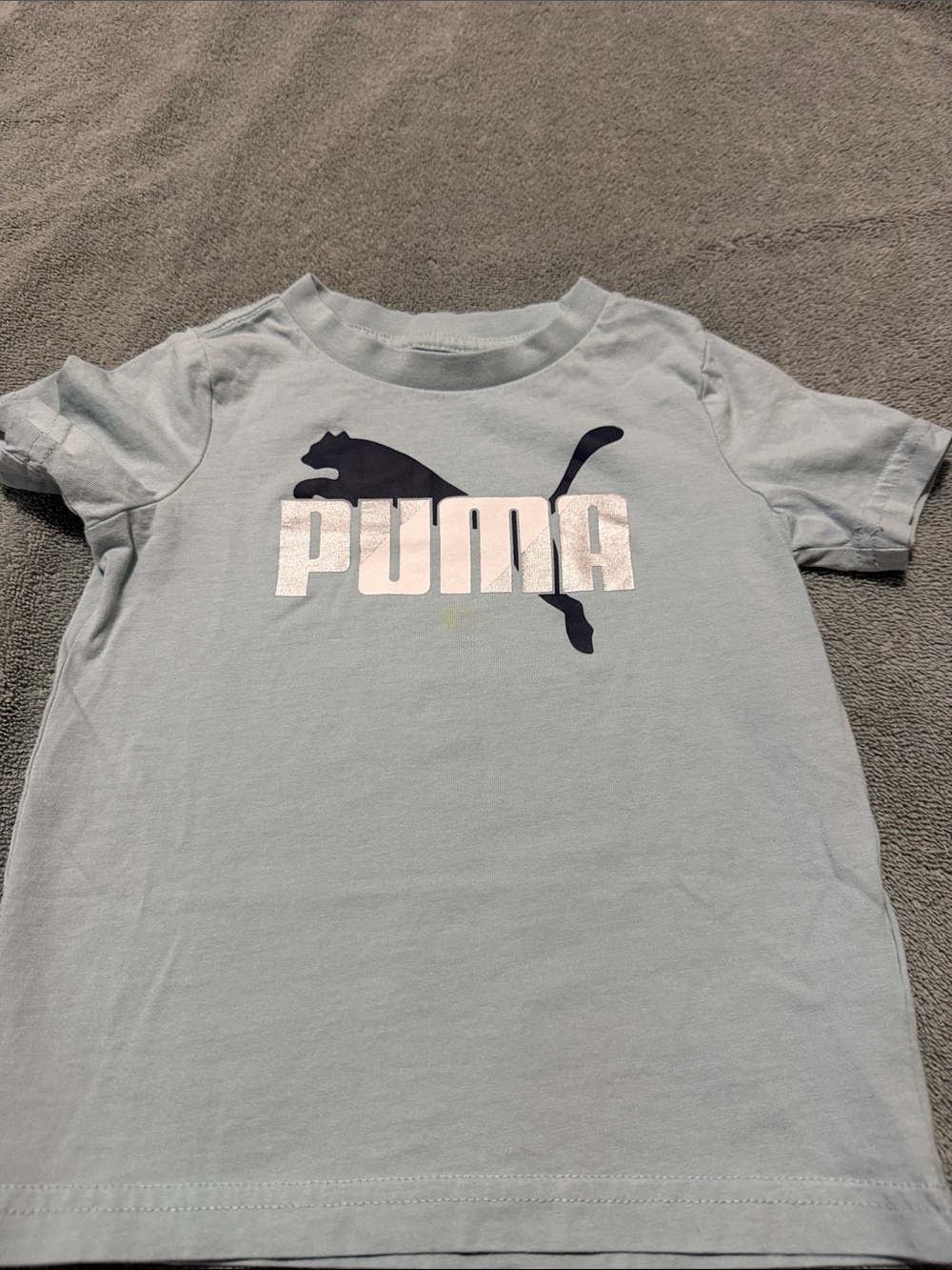 Puma Light Blue Short Sleeve Logo Tee with Navy Puma